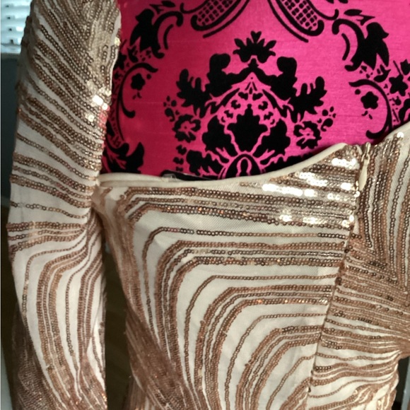 MISS ORD Rose and Cream Sequin Patterned Dress L - Picture 12 of 16